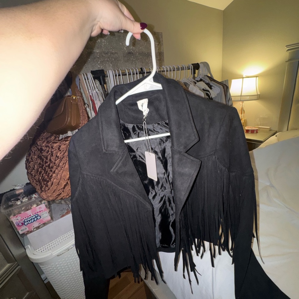 Black Suede Fringe Blazer